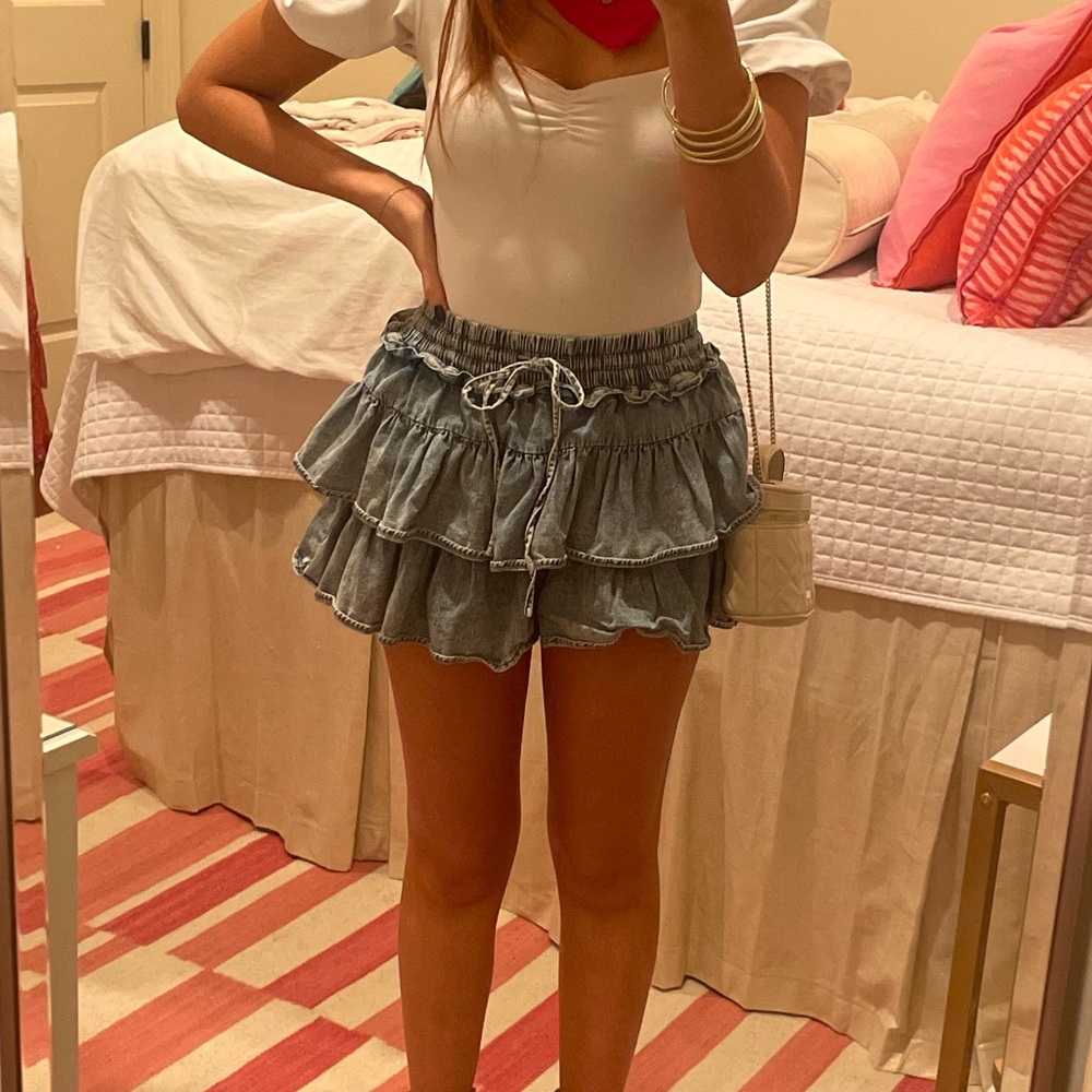 Cutest Denim Tiered Ruffle Skirt!! Shug Dupe!
